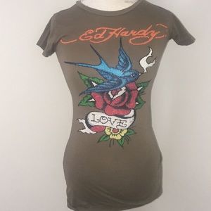 Rhinestone Ed Hardy T Shirt